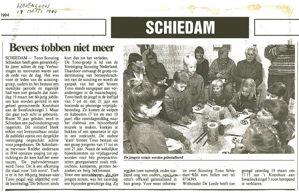 de Havenloods, editie Schiedam, plaatste het onderstaande artikel op 17 maart 1994 op pagina 3